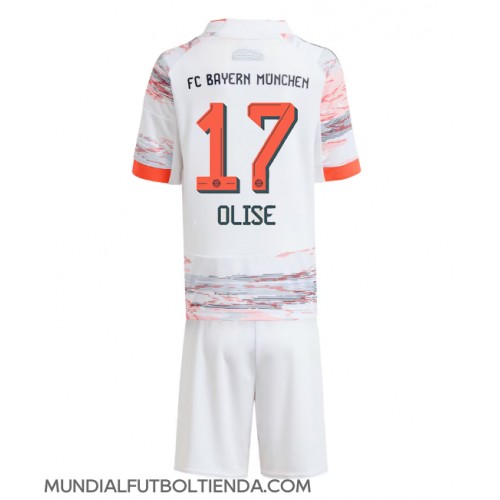 Camiseta Bayern Munich Michael Olise #17 Segunda Equipación Replica 2025-26 para niños mangas cortas (+ Pantalones cortos)